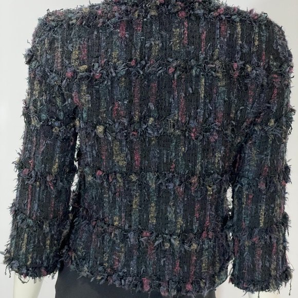 CHANEL $6500 06P BLACK MULTICOLOR FRINGED TWEED - Picture 3 of 11